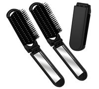 YPYMOD 2 Pezzi Spazzola per Capelli da Viaggio con Mini Specchio, Pieghevoli Spazzola Pettine per Massaggi Strumenti compatti per Lo Styling dei Capelli per Palestra, Viaggi, Borsa, Nuoto(Nero)