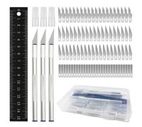 YPYMOD 3 Pezzi Cutter Di Precisione, con 90 lame di Ricambio, 1 Righello, Modellismo Mini Cutter per Bisturi Modellismo Taglierino Hobby, Arte, Intaglio(Argento)