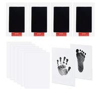 YPYMOD 4 Pcs Set Impronte Bimbi, Kit Impronta Mani e Piedi Neonati, Kit Impronta Cane, Sicuri Cuscinetto del Timbro Senza Tocco, Regalo Battesimo Bimbo(Nero)