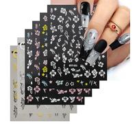 YPYMOD 6 Fogli Adesivi Unghie, 3D Fiori Adesivi, per Donna Ragazze Manicure Nail Stickers Fai da Te