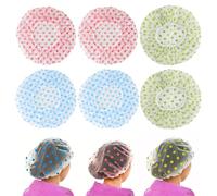 YPYMOD 6 Pezzi Cuffia Doccia per Capelli, Cuffia Doccia Riutilizzabile Impermeabile Cuffia da Bagno Elastica Grande Shower Caps, per Spa Salone di Trucco Femminile (Blu Verde Rosa)