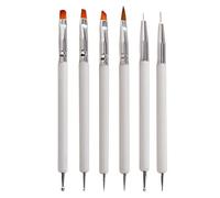 YPYMOD 6 Pezzi Pennelli Unghie Gel, Doppia Punta Pennelli Nail Art con Atrumento di Punteggiatura, per DIY Disegno Decorazioni(Bianco)