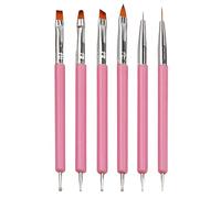YPYMOD 6 Pezzi Pennelli Unghie Gel, Doppia Punta Pennelli Nail Art con Atrumento di Punteggiatura, per DIY Disegno Decorazioni(Rosa)