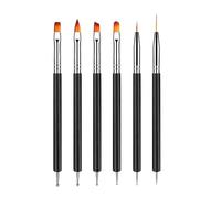 YPYMOD 6 Pezzi Pennelli Unghie Gel, Doppia Punta Pennelli Nail Art con Atrumento di Punteggiatura, per DIY Disegno Decorazioni(Nero)