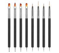YPYMOD 8 Pezzi Pennelli Unghie Gel, Doppia Punta Pennelli Nail Art con Atrumento di Punteggiatura, per DIY Disegno Decorazioni(Nero)