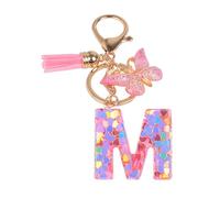YPYMOD Portachiavi, con Iniziale Portachiavi, Alfabeto Keyring Charm con Ciondolo a Forma Nappe Farfalla(M)