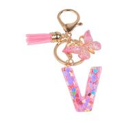YPYMOD Portachiavi, con Iniziale Portachiavi, Alfabeto Keyring Charm con Ciondolo a Forma Nappe Farfalla(V)