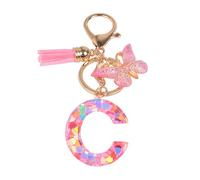 YPYMOD Portachiavi, con Iniziale Portachiavi, Alfabeto Keyring Charm con Ciondolo a Forma Nappe Farfalla(C)
