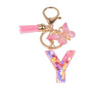 YPYMOD Portachiavi, con Iniziale Portachiavi, Alfabeto Keyring Charm con Ciondolo a Forma Nappe Farfalla(Y)