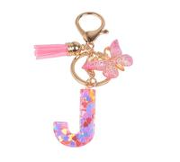 YPYMOD Portachiavi, con Iniziale Portachiavi, Alfabeto Keyring Charm con Ciondolo a Forma Nappe Farfalla(J)