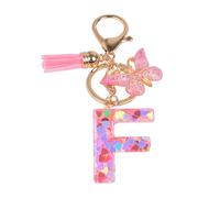 YPYMOD Portachiavi, con Iniziale Portachiavi, Alfabeto Keyring Charm con Ciondolo a Forma Nappe Farfalla(F)
