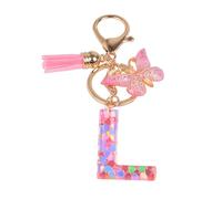 YPYMOD Portachiavi, con Iniziale Portachiavi, Alfabeto Keyring Charm con Ciondolo a Forma Nappe Farfalla(L)