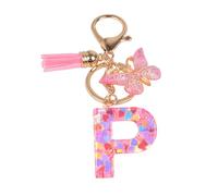 YPYMOD Portachiavi, con Iniziale Portachiavi, Alfabeto Keyring Charm con Ciondolo a Forma Nappe Farfalla(P)