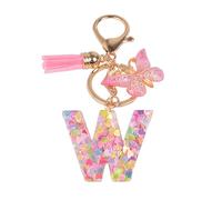 YPYMOD Portachiavi, con Iniziale Portachiavi, Alfabeto Keyring Charm con Ciondolo a Forma Nappe Farfalla(W)