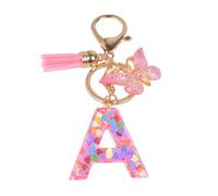 YPYMOD Portachiavi, con Iniziale Portachiavi, Alfabeto Keyring Charm con Ciondolo a Forma Nappe Farfalla(A)