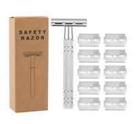 YPYMOD Rasoio di Sicurezza a Doppio Filo per Barba con 10 lame Rasoio, Manuale Safety Razor, Adatto a Uomini e Donne