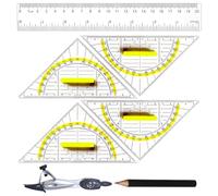 YPYMOD Set di 4 geometrie matematiche (16 cm) con manico, righello (20 cm), bussola, matite e altro ancora, regalo ideale per studenti, insegnanti e amanti della matematica