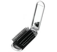 YPYMOD Spazzola per Capelli da Viaggio con Mini Specchio, Pieghevoli Spazzola Pettine per Massaggi Strumenti compatti per Lo Styling dei Capelli per Palestra, Viaggi, Borsa, Nuoto(Argento)