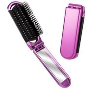 YPYMOD Spazzola per Capelli da Viaggio con Mini Specchio, Pieghevoli Spazzola Pettine per Massaggi Strumenti compatti per Lo Styling dei Capelli per Palestra, Viaggi, Borsa, Nuoto(Viola)