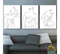 YPZCKXNLF Astratto Figura Maschile Disegno Linea Corpo Astratto Quadri Su Tela, Poster Artistico Da Parete Stampa Artistica Decorazione Soggiorno Pittura 40X50Cmx3 Senza Cornice