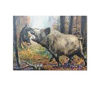 YPZCKXNLF Caccia Al Cinghiale, Cane Da Caccia, Foresta, Dipinto Su Tela, Quadri, Poster E Stampe, Decorazioni Per La Casa, 40X60 Cm, Senza Cornice, Senza Cornice