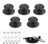 YQBFTC 5 Pezzi Pomello Coperchio Pentola,Manopole di Ricambio per Coperchio Pentola in Bachelite con Viti,Pomelli coperchio Universali,Pomelli per Coperchi Pentole Antiscottatura,Manici per Pentole