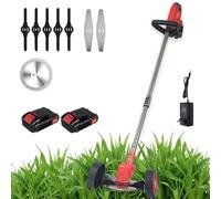 YQDDM Decespugliatore elettrico senza fili, con 3 tipi di lama da taglio e ruote rimovibili, alimentato a batteria
