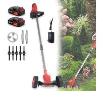 YQDDM Decespugliatore elettrico senza fili, con 3 tipi di lame e 2 batterie, tagliaerba con ruote, per eliminare erbacce e alberi da giardino
