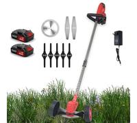 YQDDM Decespugliatore elettrico senza fili, con 3 tipi di lame e ruote rimovibili, decespugliatore a batteria senza fili per prato, cortile, giardino