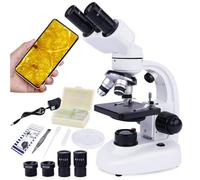 YQDDM Microscopio biologico binoculare 20000X: illuminazione a doppio LED, microscopio ottico binoculare HD con 30 campioni