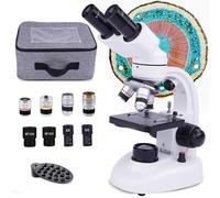 YQDDM Microscopio composto binoculare - Set di vetrini per microscopio/borsa/30 adattatori per campioni/Microscopio biologico potente mobile (20000X)