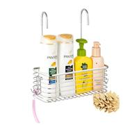 YQh Mensola da appendere per doccia, mensola da bagno, staffa per shampoo, il gancio posteriore può essere ruotato e può essere appeso al rubinetto o alla barra trasversale, in acciaio inossidabile