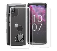 YQINHHME Cover per Crosscall Stellar-M6E (6.1 ") + Pellicola Vetro Temperato, con Rotazione 360° Supporto Anello, Ultra Sottile Morbido TPU Antiurto Trasparente Custodia per Crosscall Stellar-M6E