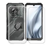 YQINHHME Cover per Doogee Blade GT PRO (6.72 ") + Pellicola Vetro Temperato, con Rotazione 360° Supporto Anello, Ultra Sottile Morbido TPU Antiurto Trasparente Custodia per Doogee Blade GT PRO