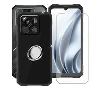 YQINHHME Cover per Doogee Blade GT PRO (6.72 ") + Pellicola Vetro Temperato, con Rotazione 360° Supporto Anello, Ultra Sottile Morbido TPU Antiurto Nero Custodia per Doogee Blade GT PRO