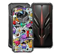 YQINHHME Cover per Doogee S119 (6.72"), Custodia per Telefono Ultrasottile Antiurto e AntiGraffio, Morbido Silicone TPU Nero Protettiva Case per Doogee S119 - Graffito