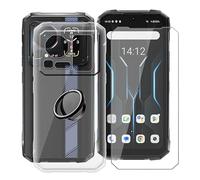 YQINHHME Cover per Hotwav Cyber 16 PRO (6.60 ") + Pellicola Vetro Temperato, con Rotazione 360° Supporto Anello, Ultra Sottile Morbido TPU Antiurto Trasparente Custodia per Hotwav Cyber 16 PRO