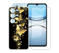 YQINHHME Cover per Oukitel C1 Plus (6.52 ") Pellicola in Vetro Temperato, Ultra Sottile Trasparente Antiurto Morbido Silicone TPU Bumper Case Custodia per Oukitel C1 Plus - WMA30