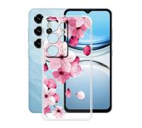 YQINHHME Cover per Oukitel C1 Plus (6.52 "), Ultra Sottile Antiurto X Anti-Graffio Clear Case, Morbido Silicone TPU Bumper Protettiva Custodia per Oukitel C1 Plus - Fiore di pesco