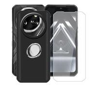 YQINHHME Cover per Oukitel WP55 PRO (6.60 ") + Pellicola Vetro Temperato, con Rotazione 360° Supporto Anello, Ultra Sottile Morbido TPU Antiurto Nero Custodia per Oukitel WP55 PRO