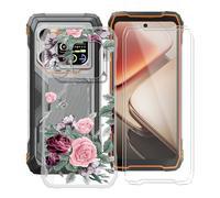 YQINHHME Custodia per Blackview Xplore 1 (6.78 ") + 2 X Pellicola in Vetro Tempera, Antiurto AntiGraffio Protettiva Case Trasparente Morbido TPU Bumper Cover per Blackview Xplore 1 - Rosa Rossa