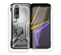 YQINHHME Custodia per Doogee Blade 20 Max (6.60 ") + 2 X Vetro Tempera Pellicola, [con Rotazione 360° Supporto Anello] Trasparente Morbido Silicone AntiGraffio TPU Cover per Doogee Blade 20 Max