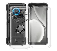 YQINHHME Custodia per Doogee Blade20 Play (6.60 ") + 2 X Vetro Tempera Pellicola, [con Rotazione 360° Supporto Anello] Trasparente Morbido Silicone AntiGraffio TPU Cover per Doogee Blade20 Play