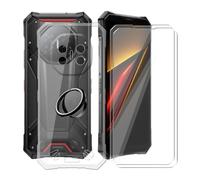YQINHHME Custodia per Doogee S300 Plus (6.78 ") + 2 X Vetro Tempera Pellicola, [con Rotazione 360° Supporto Anello] Trasparente Morbido Silicone AntiGraffio TPU Cover per Doogee S300 Plus