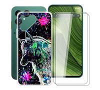 YQINHHME Custodia per Fairphone Gen 6 (6.31 ") + 2 X Pellicola in Vetro Tempera, Antiurto AntiGraffio Protettiva Case Trasparente Morbido TPU Bumper Cover per Fairphone Gen 6 - Bestia dei Graffiti