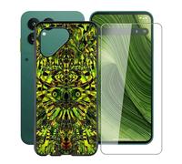 YQINHHME Custodia per Fairphone Gen 6 (6.31") con 1 X Vetro Temperato Pellicola Protettiva, Ultra Sottile TPU AntiGraffio Nero Morbida Silicone Cover per Fairphone Gen 6 - Folletto Verde