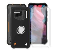 YQINHHME Custodia per Oukitel WP23 Plus (6.52 ") + 2 X Vetro Tempera Pellicola, [con Rotazione 360° Supporto Anello] Nero Morbido Silicone AntiGraffio TPU Cover per Oukitel WP23 Plus