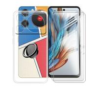 YQINHHME Custodia per ZTE Nubia Music Z2353 (6.60 ") + 2 X Vetro Tempera Pellicola, [con Rotazione 360° Supporto Anello] Trasparente Morbido Silicone AntiGraffio TPU Cover per ZTE Nubia Music Z2353