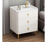 YQMHEZ Comodino, Comodini A 3 Cassetti, con Maniglia E Gambe In Metallo,tavolino Comodinos, Comodinos Stretto per Camera da Letto/soggiorno(White,50cm)