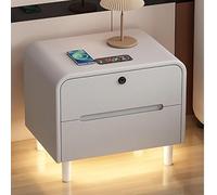 YQMHEZ Comodino, Comodinos con Luce LED Orientabile E Serratura A Impronta Digitale, Tavolino Comodinos Intelligente con Ricarica Wireless, Comodino per Camera da Letto(Gray,45cm)